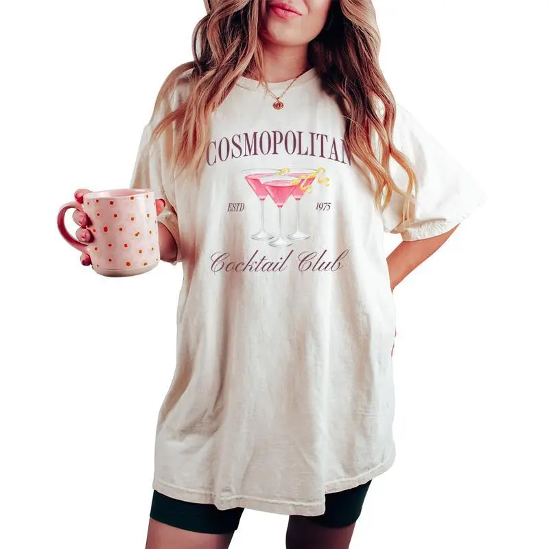 Cosmopolitan Cocktail Club Girl Luxury Bachelorette Drinking Women's Oversized Comfort T-shirt