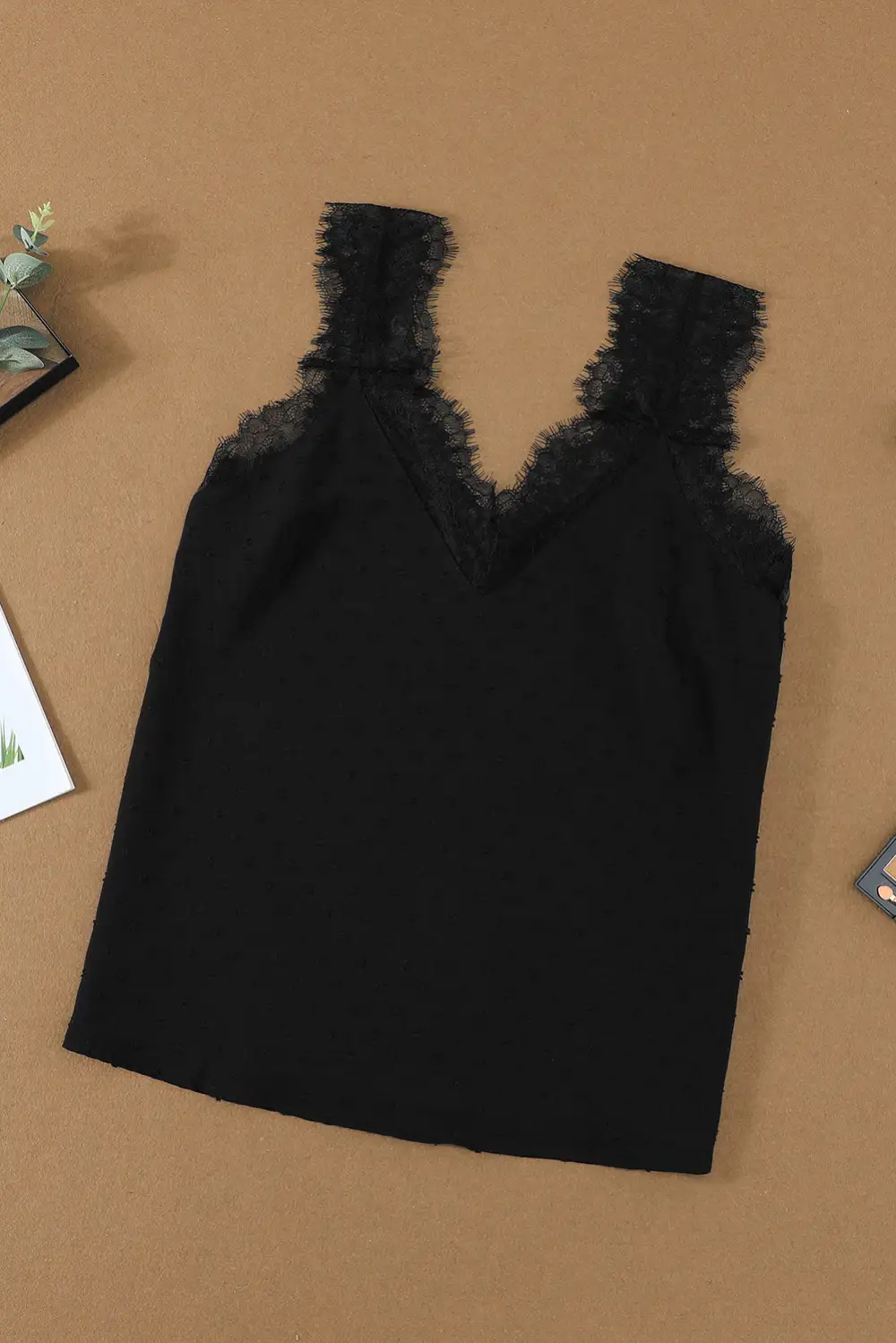 Eyelash V-Neck Cami Tank Top
