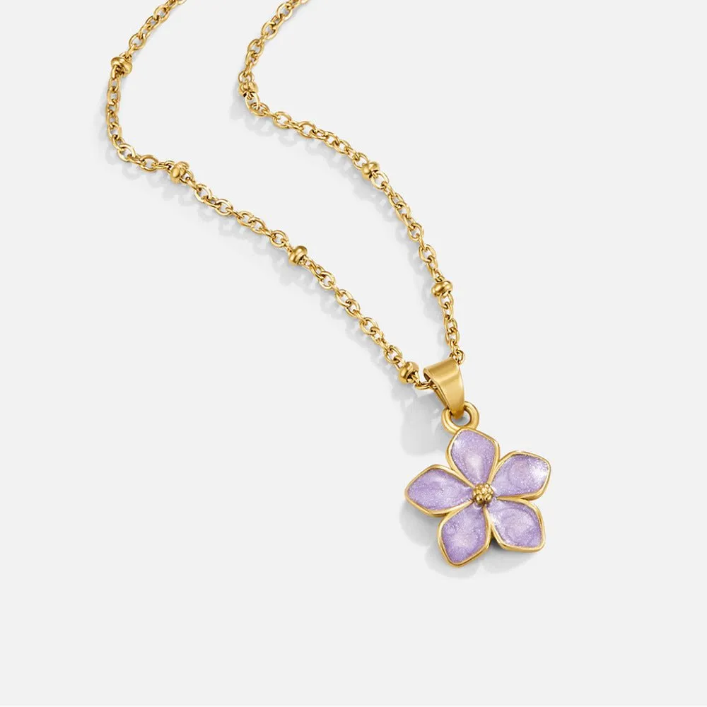Stainless Steel Cherry Blossom Necklace