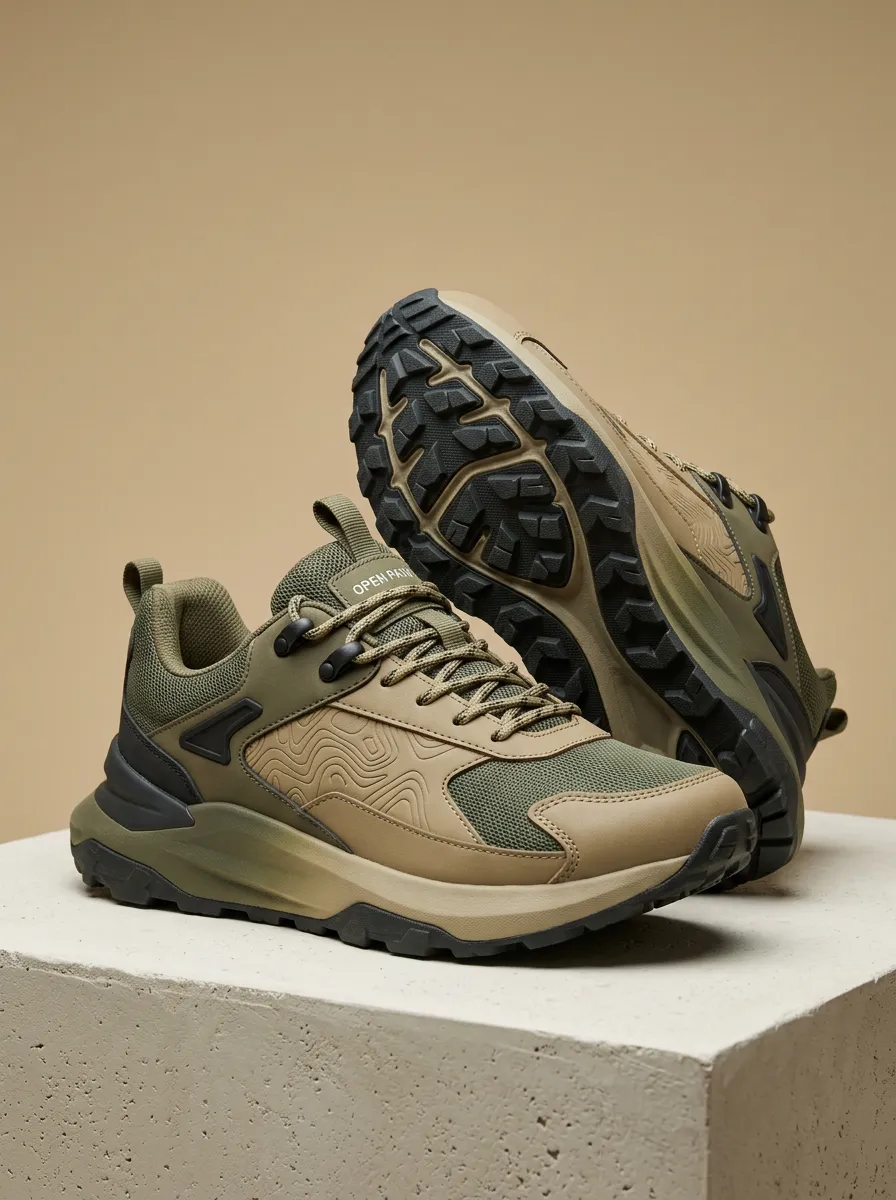 Outdoor-Inspired Finish Hiking-Inspired Topographic Casual Sneakers