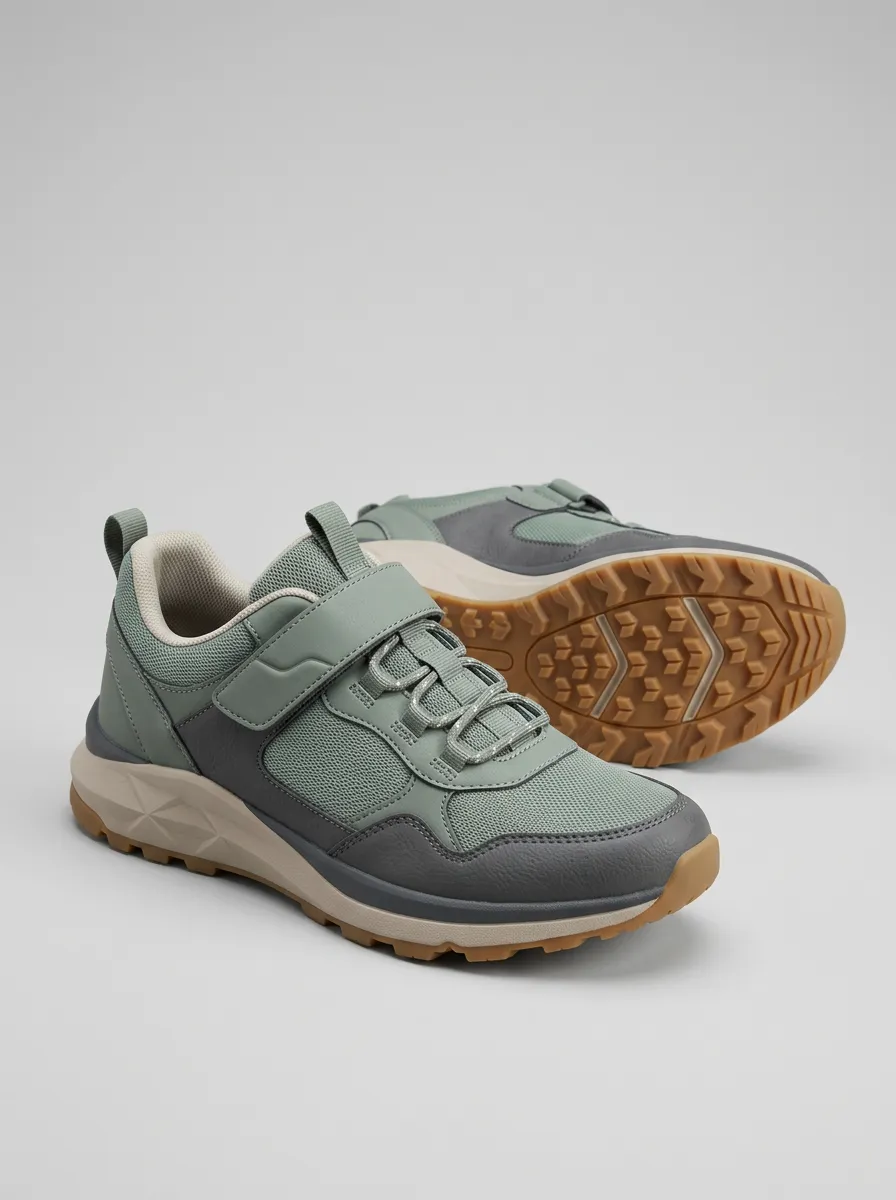 Women's Soft Terrain Sage Green Mesh Velcro Everyday Sneakers