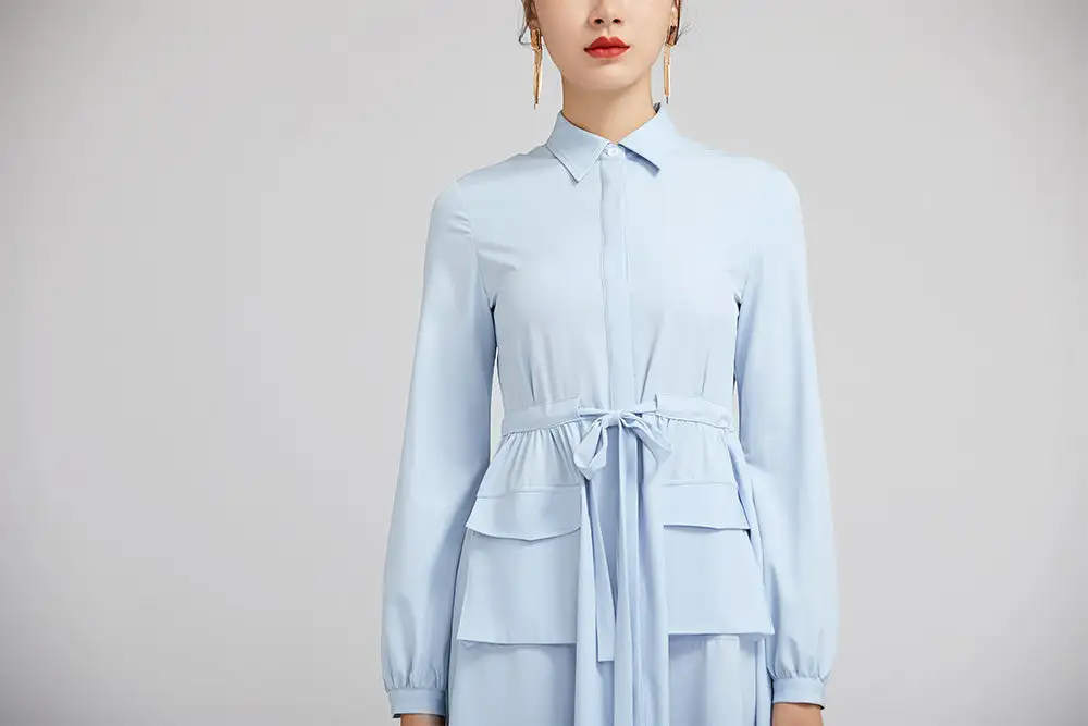 Polyester Long Sleeve Midi Dress