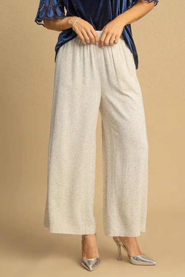 Full Size High Waist Embellished Linen Pants Plus Size