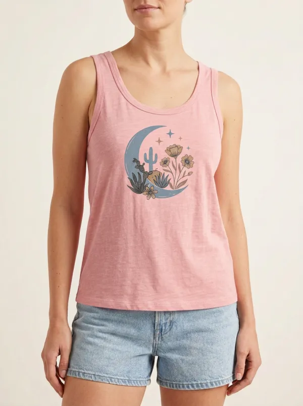 Cactus Moon Floral Built-In Bra Tank Top