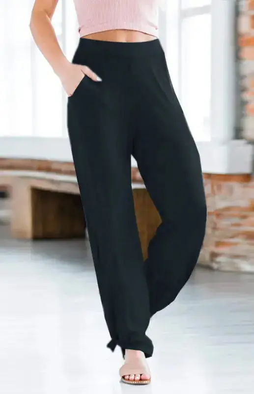 Knit Trousers Tied Open Slits Pants