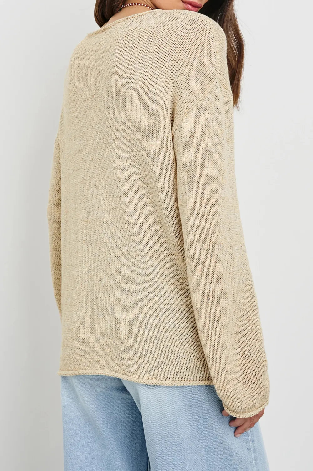 Cotton And Linen Blended Lightweight Women's Knit Sweater