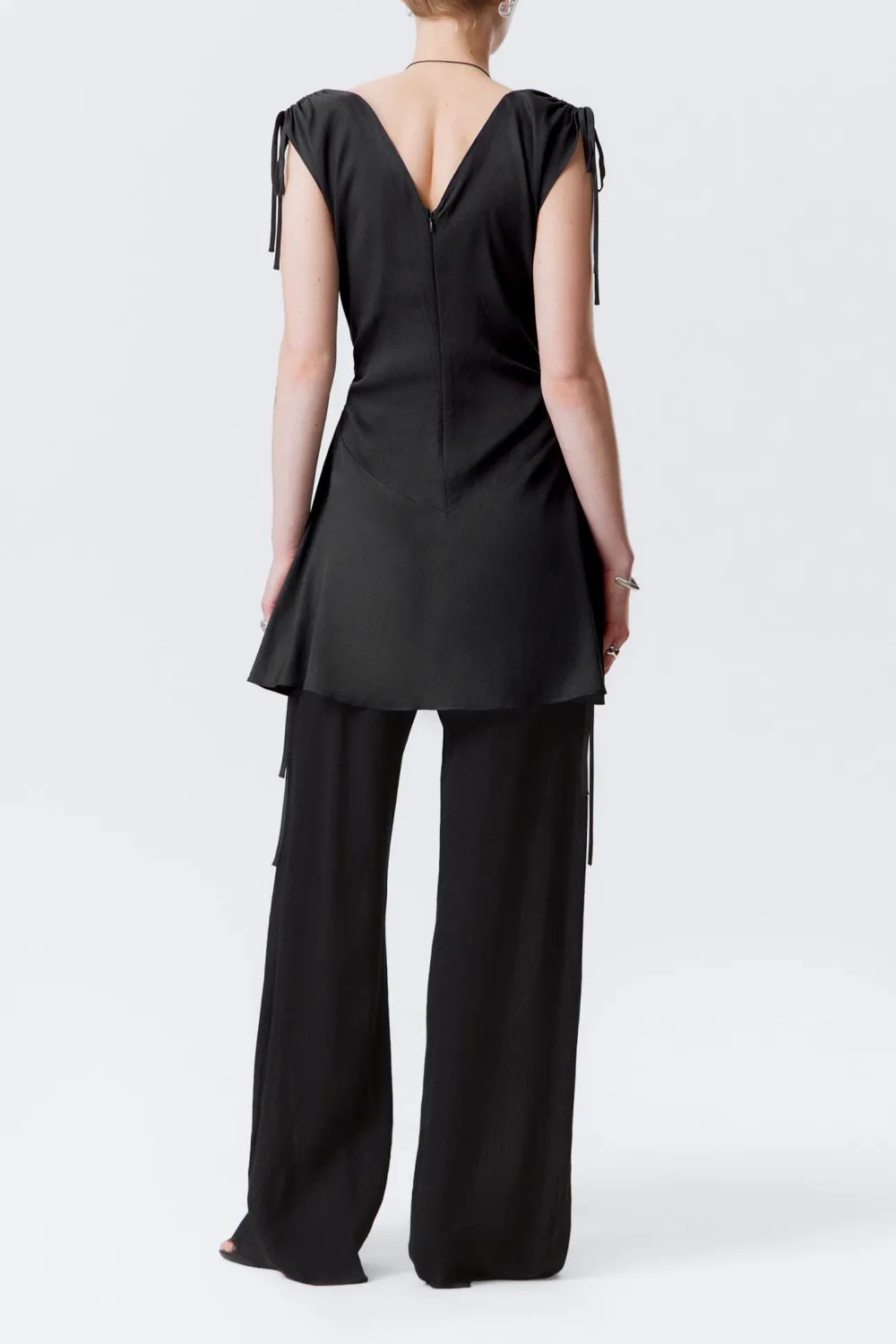 Drawstring Detail V-Neck Dress