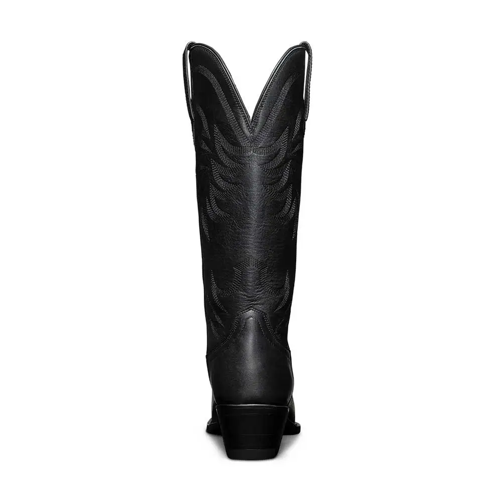 Refined Faux-Leather Embroidered Pointed-Toe Snip-Toe Mid-Calf Boots