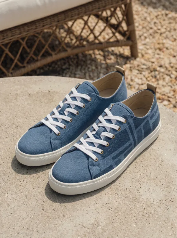 Stitched Geometric Canvas Sneakers