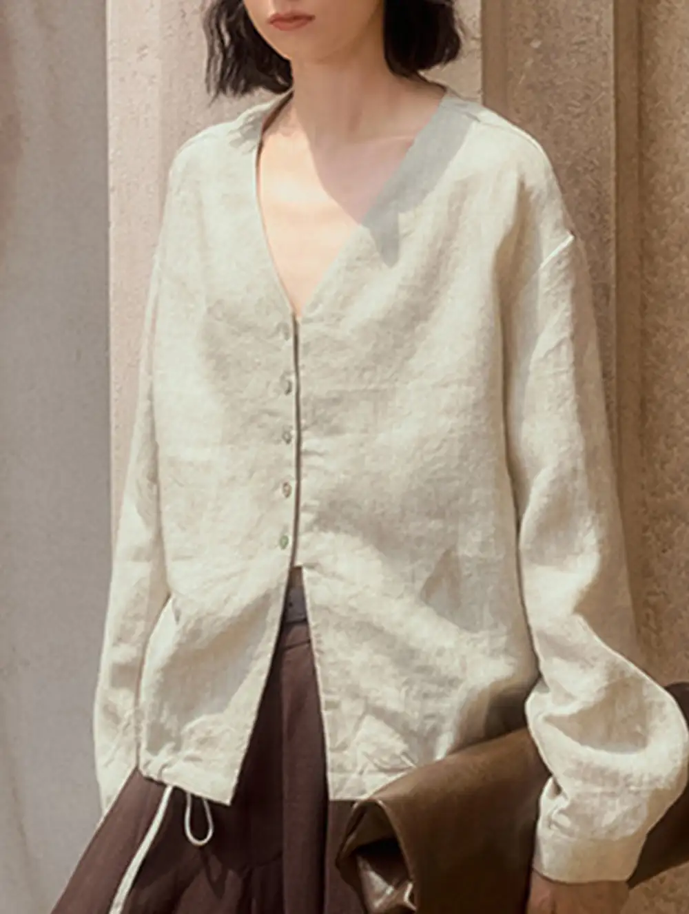 Pure Linen V Neck Relaxed Fit Top