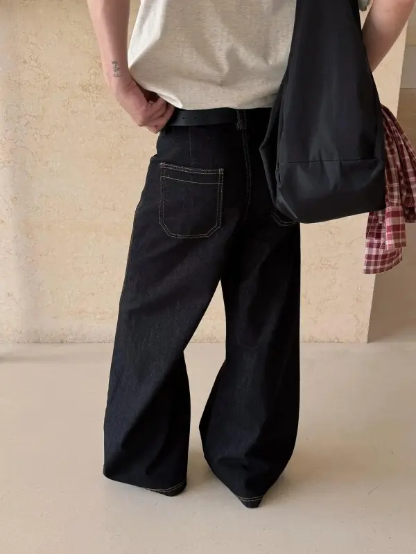 Stitched Wide Leg Jeans
