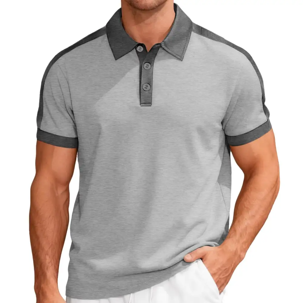 Vintage Contrast Trim Button Placket Polo Shirt