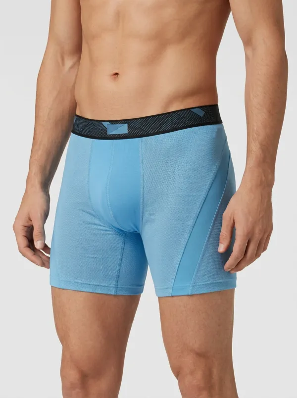 Men's Athletic Performance Grey Blue Colorblock Printed Boxer Briefs