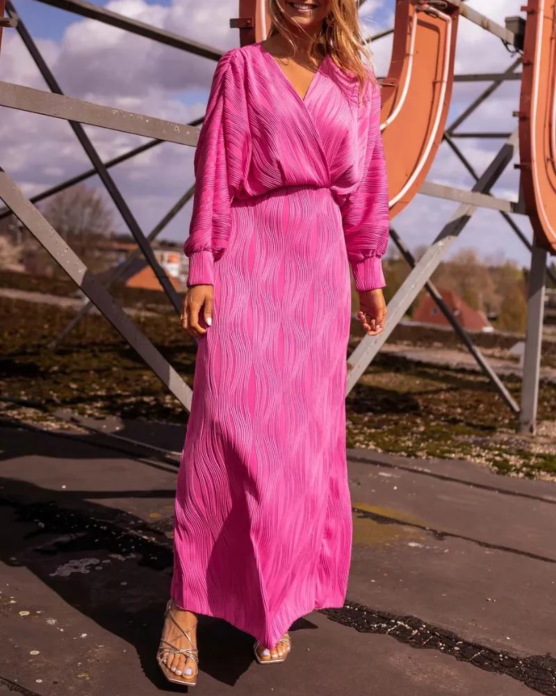 Easy Fit V-Neck Maxi Tie Detail Dress