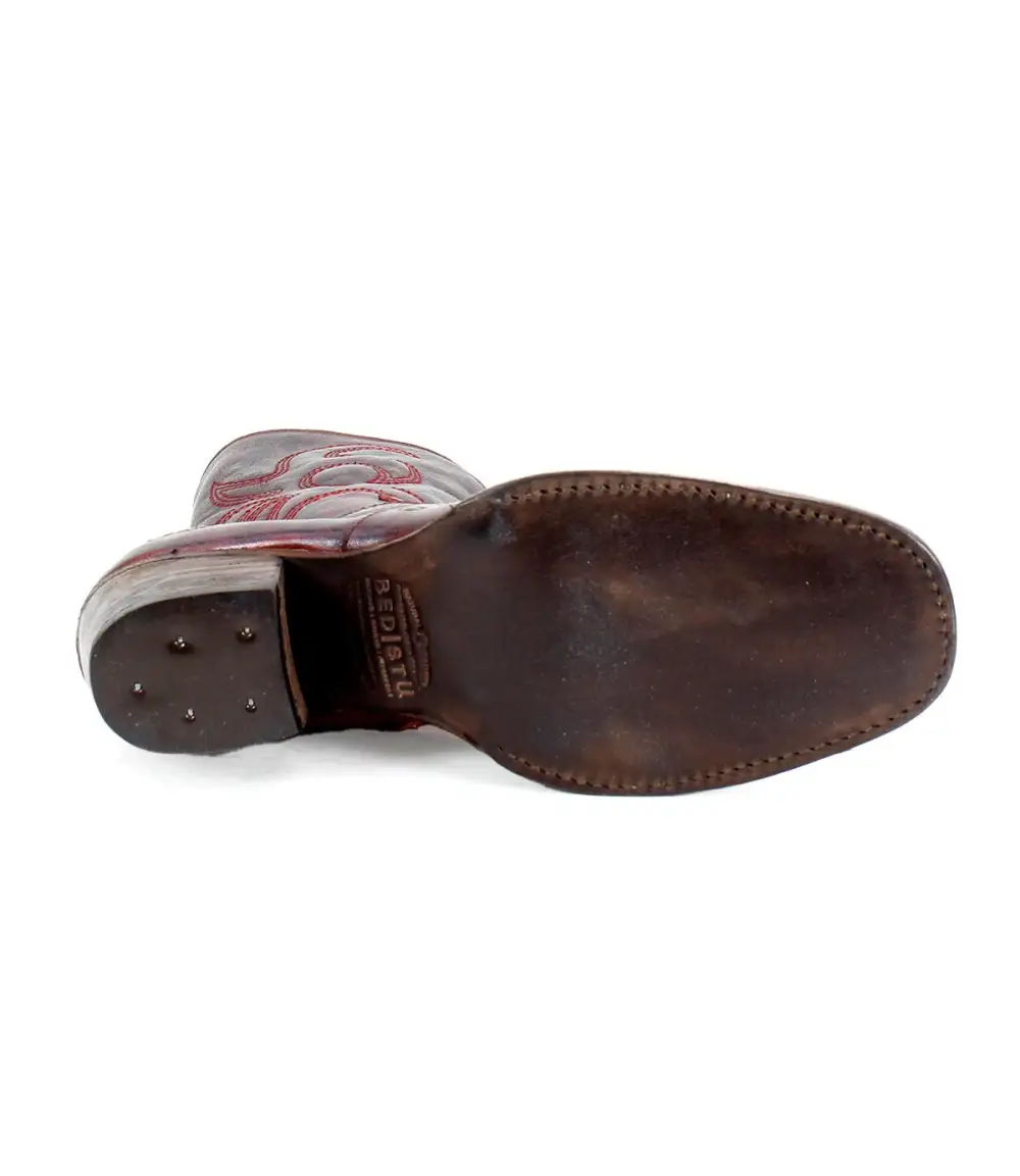 Side-Zip Studded Contrast-Stitched Western Boots