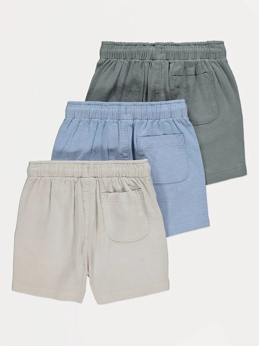 Woven Shorts with Linen 3 Pack