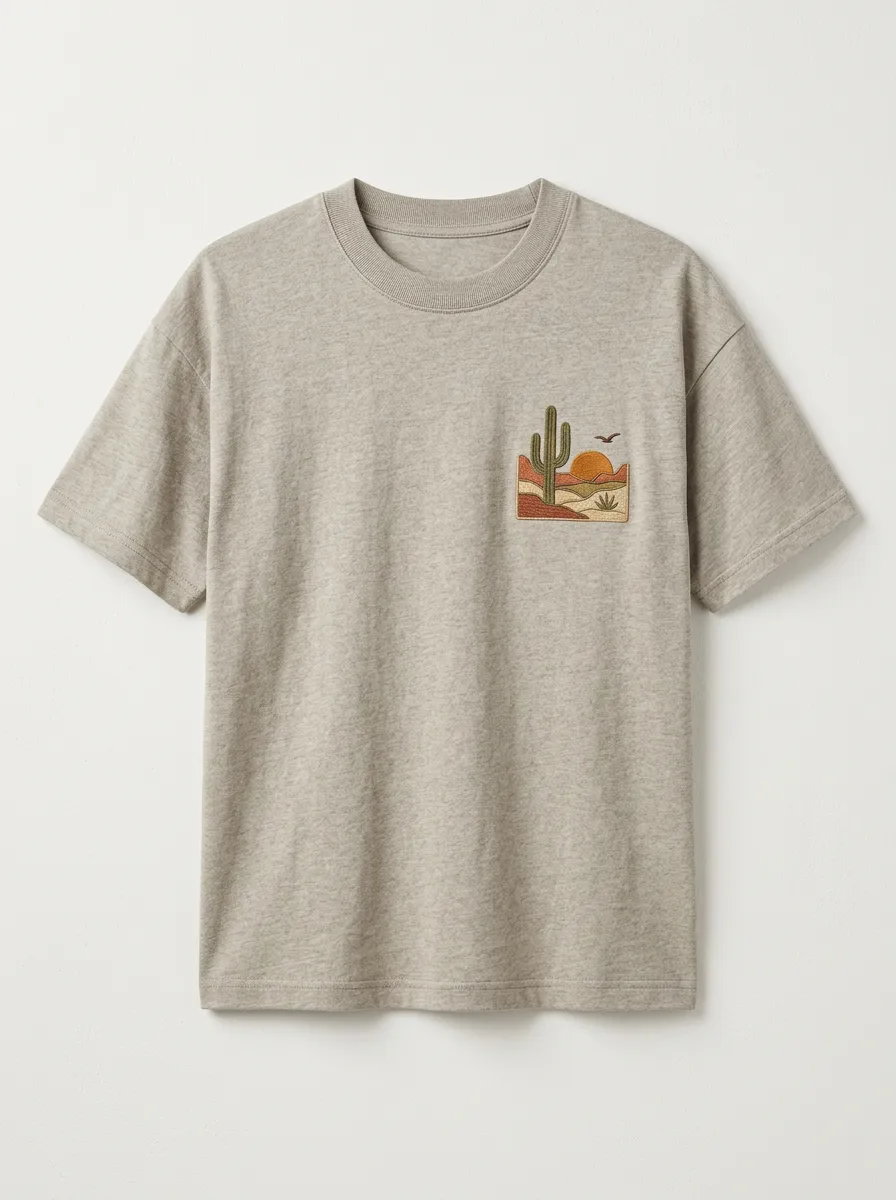 Casual Unisex Desert Nature Lover Cactus Sunset Printed T-shirt