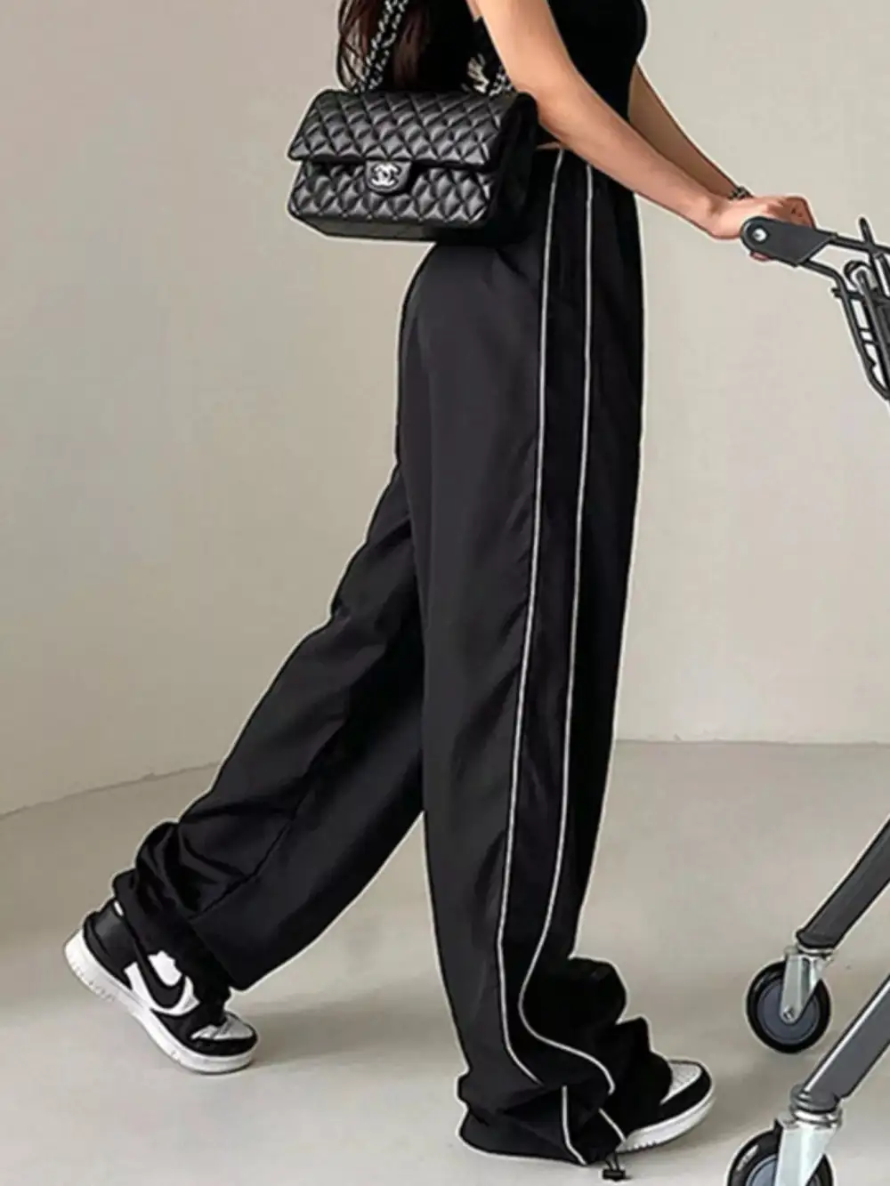 Elegant Elastic Waist Wide Leg Pants