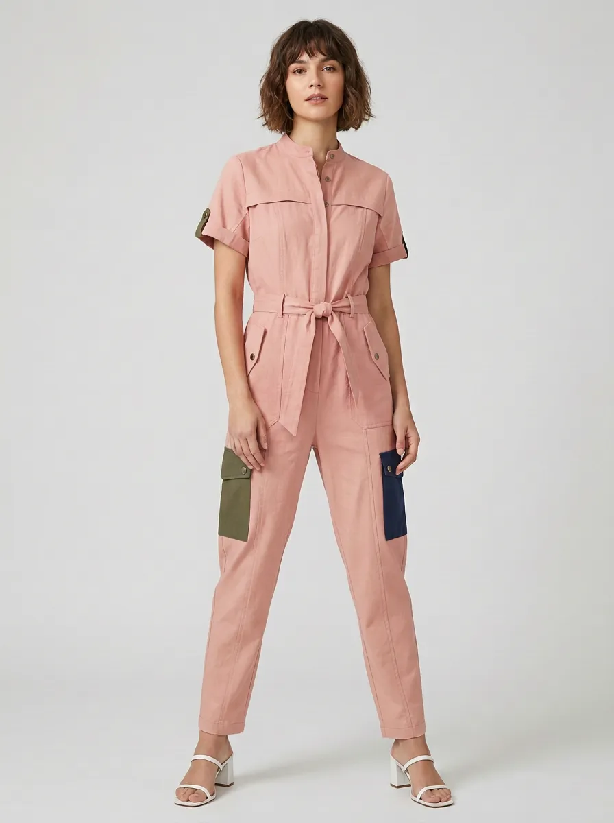 Women's Marin Utility Colorblock Belted Jumpsuit