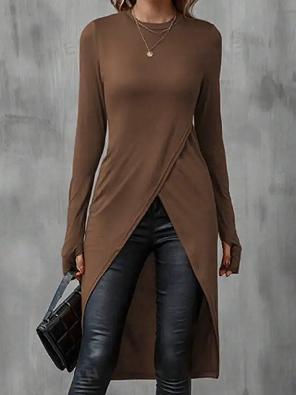 Bodycon High Low Round Neck T-Shirt