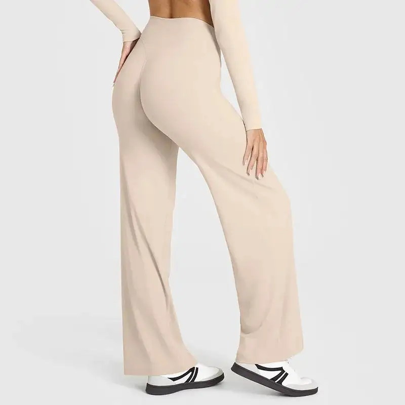 Straight Leg Waist Yoga Pants Gym Leggings Running Sports