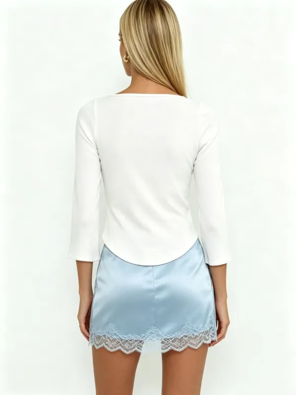 Women 3/4 Sleeve Top In White