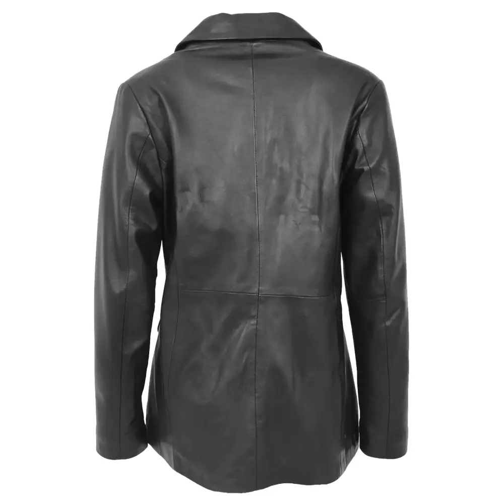 Button Front Leather Blazer
