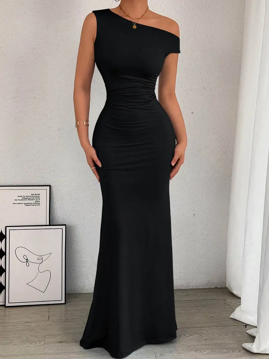 Waisted Pleated Maxi Dress