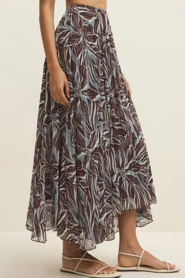 Women's Tropical Leaf Print Maxi Skirt