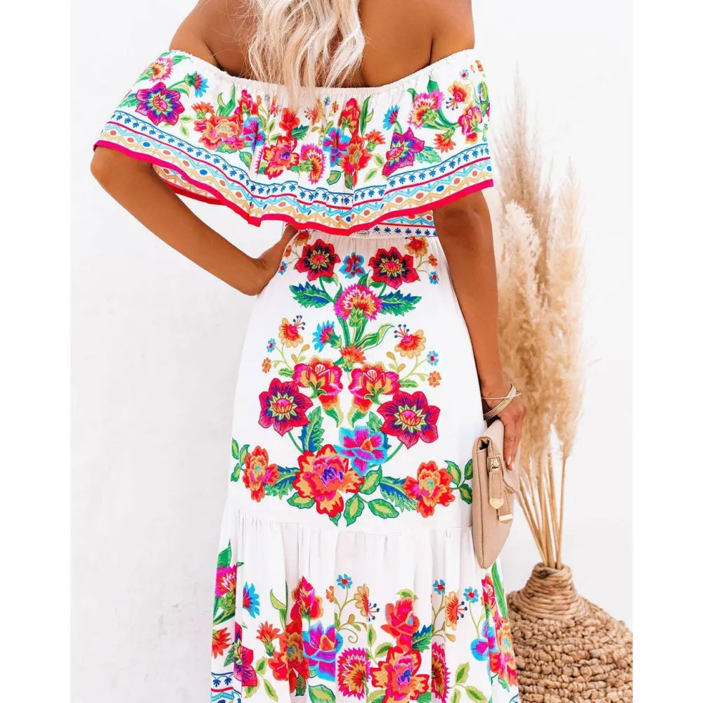Floral Off Shoulder Casual Dress
