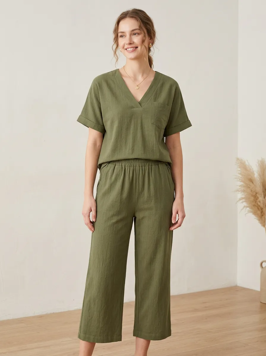 Short-Sleeve Pocket Women's V-Neck Shirt