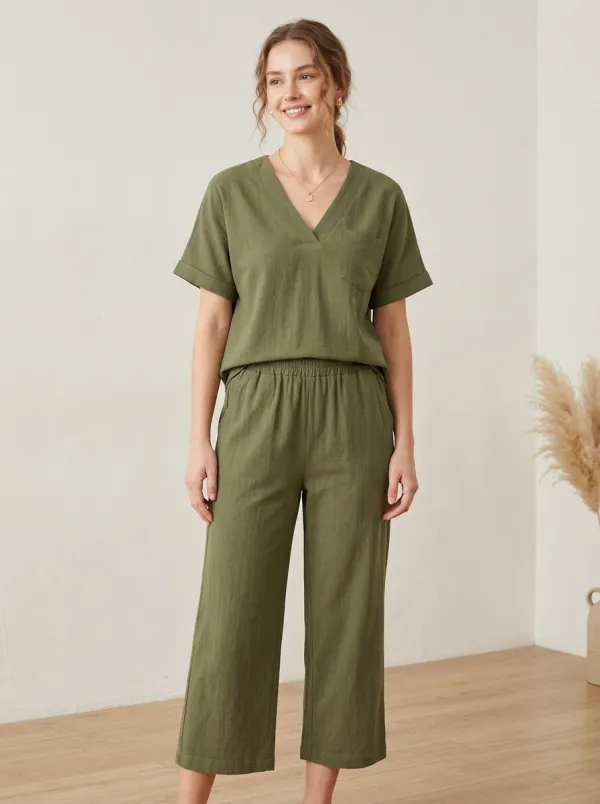 Short-Sleeve Pocket Women's V-Neck Shirt