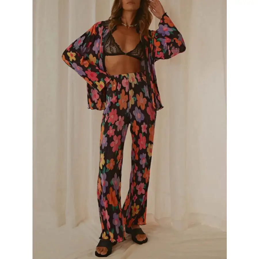 Easy Printed Button Up Shirt and Pants Set