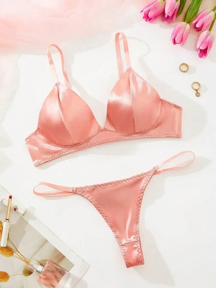 Silk Bra And Thong Set