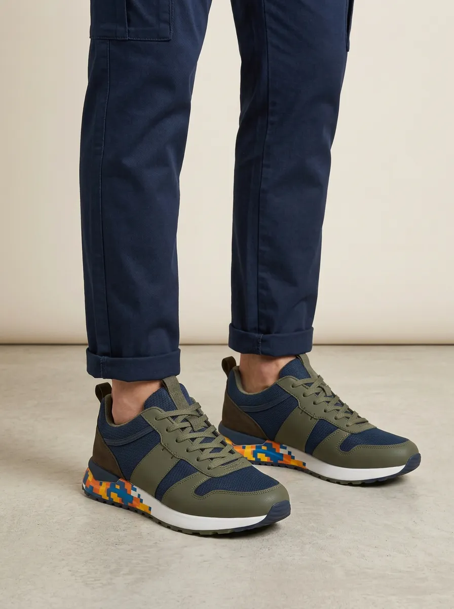 Men's Casual Pixel Pattern Printed Sneakers