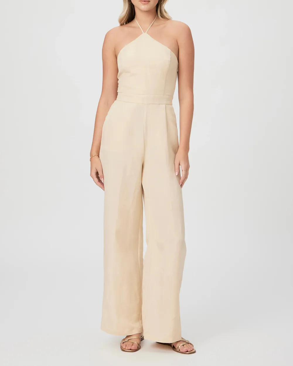 Cream Colored Halter Neck Jumpsuit