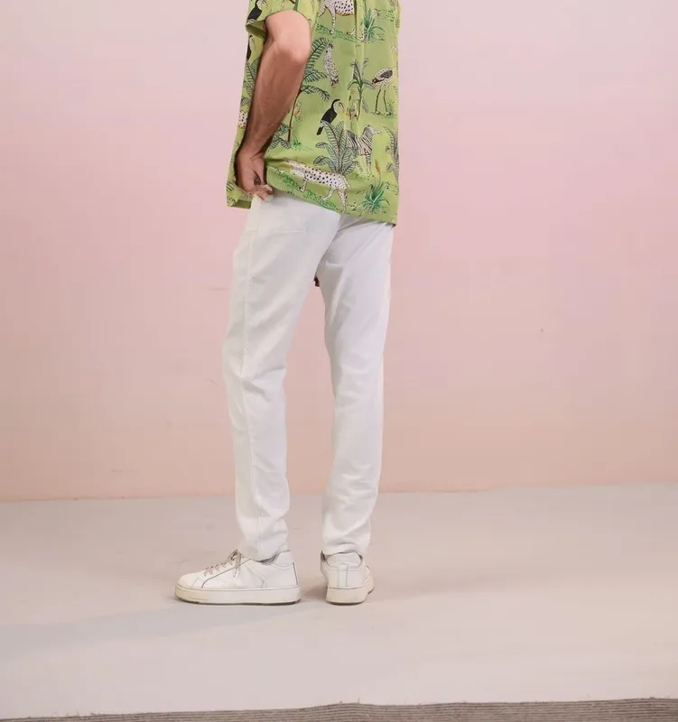 Green Jungle Print Mulmul Cotton Camp Collar Shirt