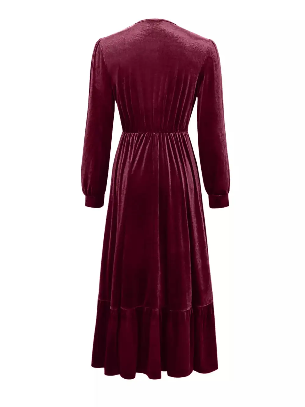 Textured Detail Ruffle Long Sleeve Dress