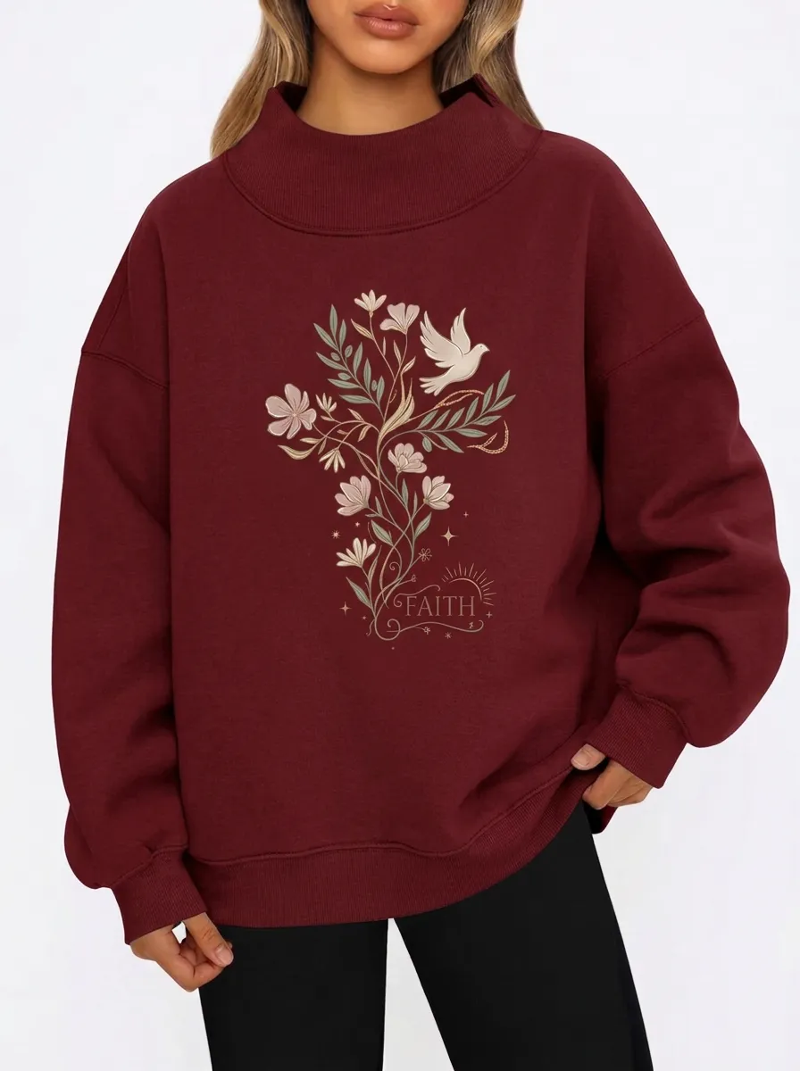 Women's Grey Dove Mock Neck Sweatshirt
