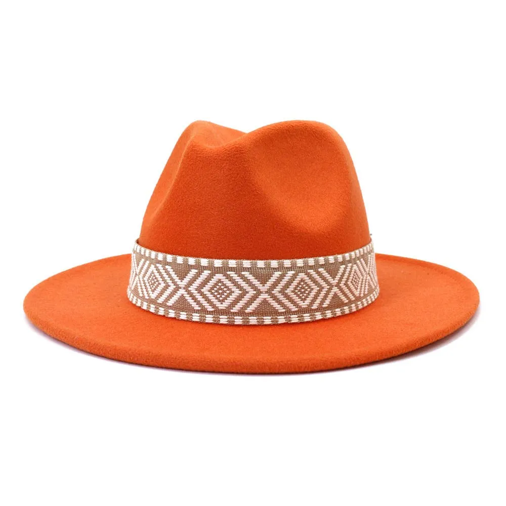 Belt Retro Flat Fedora Hat