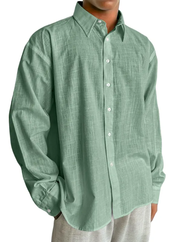Relaxed Cotton Linen Long Sleeve Shirt