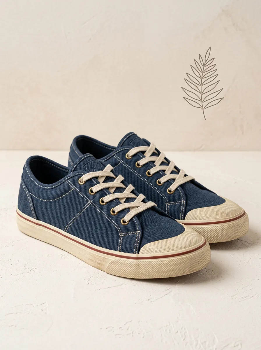 Modern Botanical Leaf Silhouette Men's Canvas Shoes