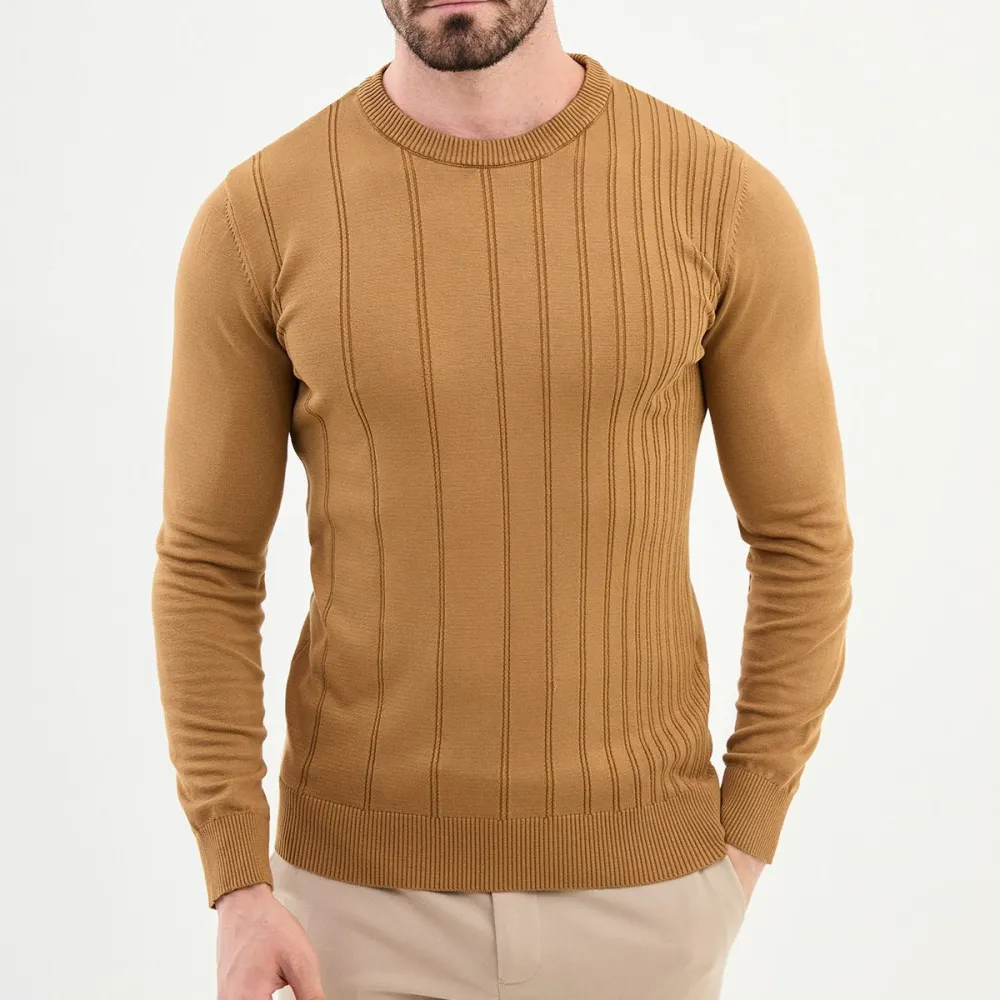Refined Long Sleeve Slim Fit Cotton Knit Sweater