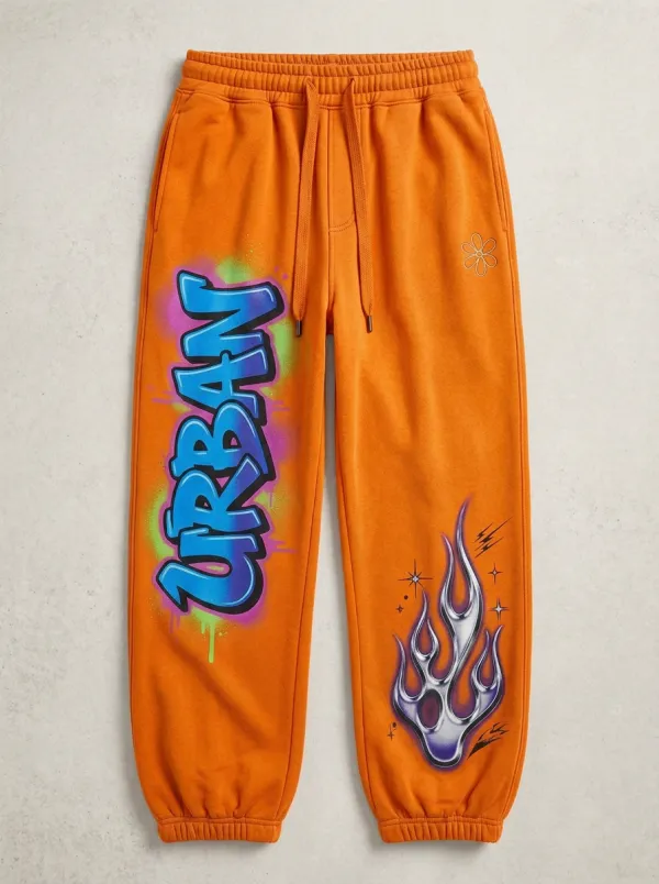 Unisex Modern Streetwear Graffiti Flame Sweatpants