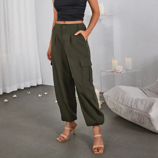 Women's High Waist Loose Fit Drawstring Jogger Cargo Pants