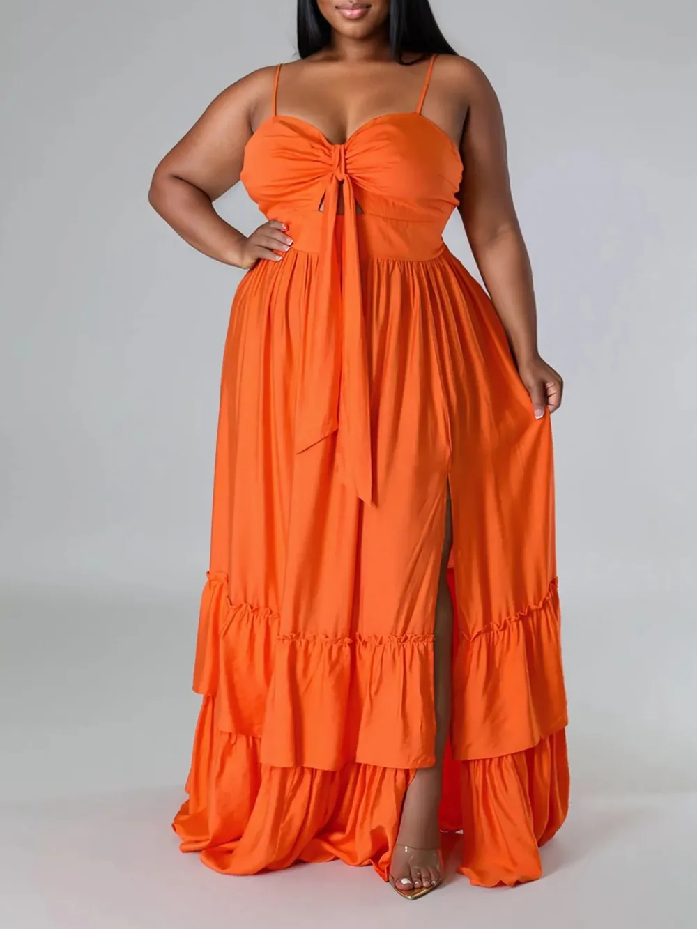 Strapless Plain Slit Dress