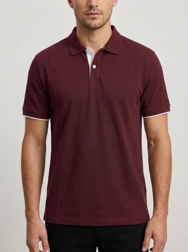 Men's Classic Comfort Contrast Trim Printed Polo Shirt