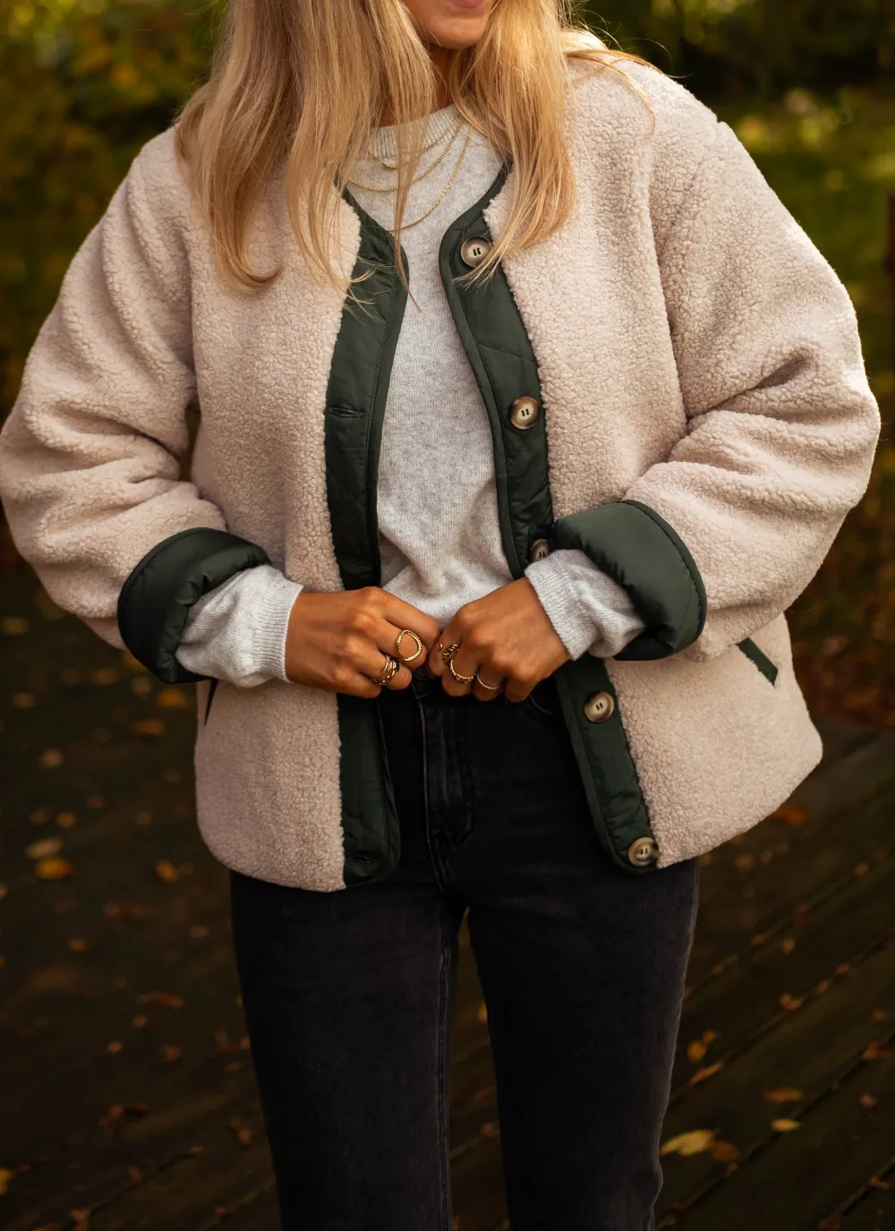 Contrast Panel Casual Coat