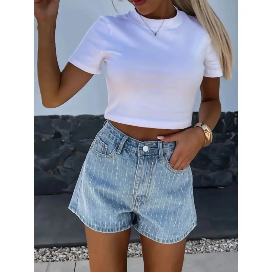 Easygoing Buttoned High Waist Pocketed Denim Shorts