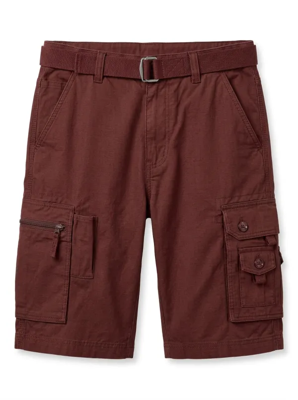 Men's Matching Web Belt Integrated Web Belt Cargo Shorts